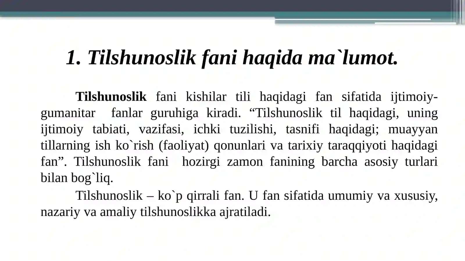 Tilshunoslik Tilshunaslik fanining umumiy va xususiy hodisalari 2