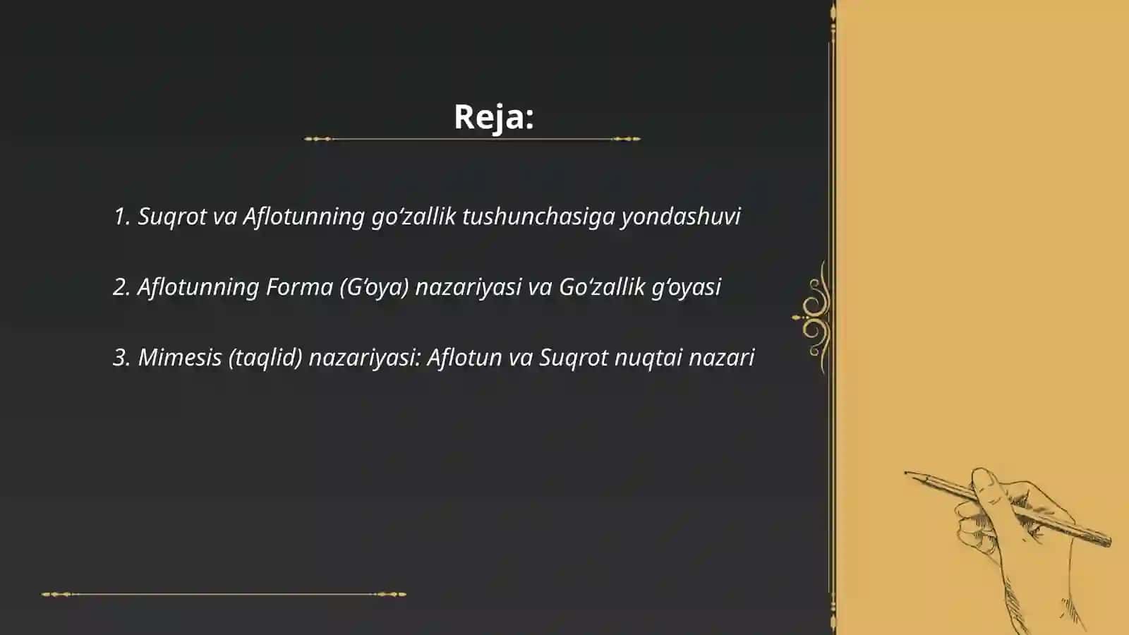 Suqrot va Aflotunning estetik qarashlari 2