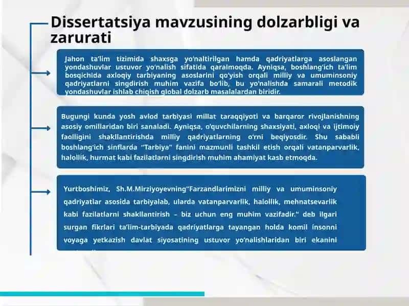 Boshlang‘ich sinf o‘quvchilariga tarbiya fanini o‘qitishda milliy qadriyatlarni shakllantirish metodikasi 2