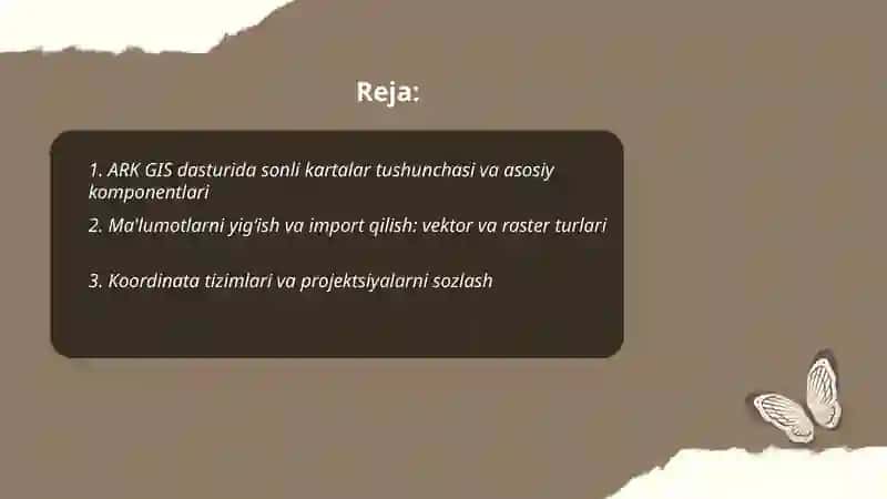 ARK GIS dasturida sonli kartalarning modelini yaratish 2