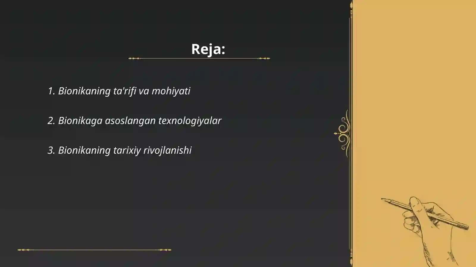 Bionika asoslari va inson hayotidagi oʻrni 2