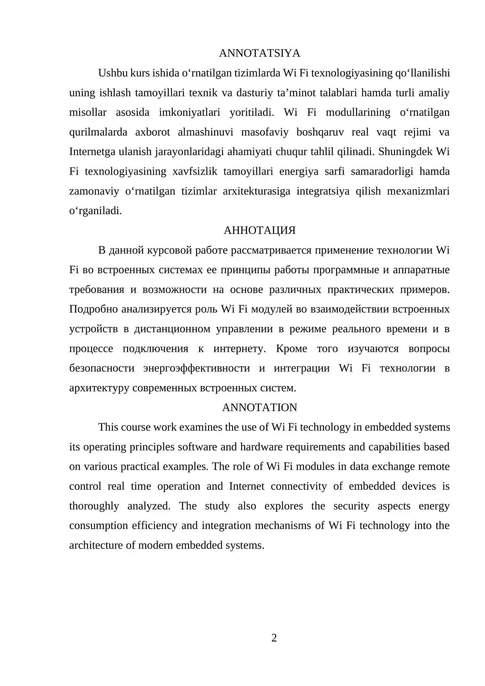 O‘RNATILGAN TIZIMLARDA WI FI TEXNOLOGIYASI KURSI 2