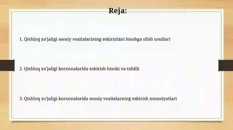 Qishloq xo'jaligi korxonalarida asosiy vositalarga eskirish hisobi 2