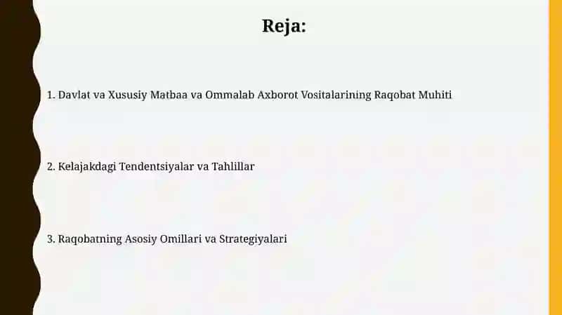Davlat va Xususiy Matbaa va Ommalab Axborot Vositalarining Raqobat Muhiti 2