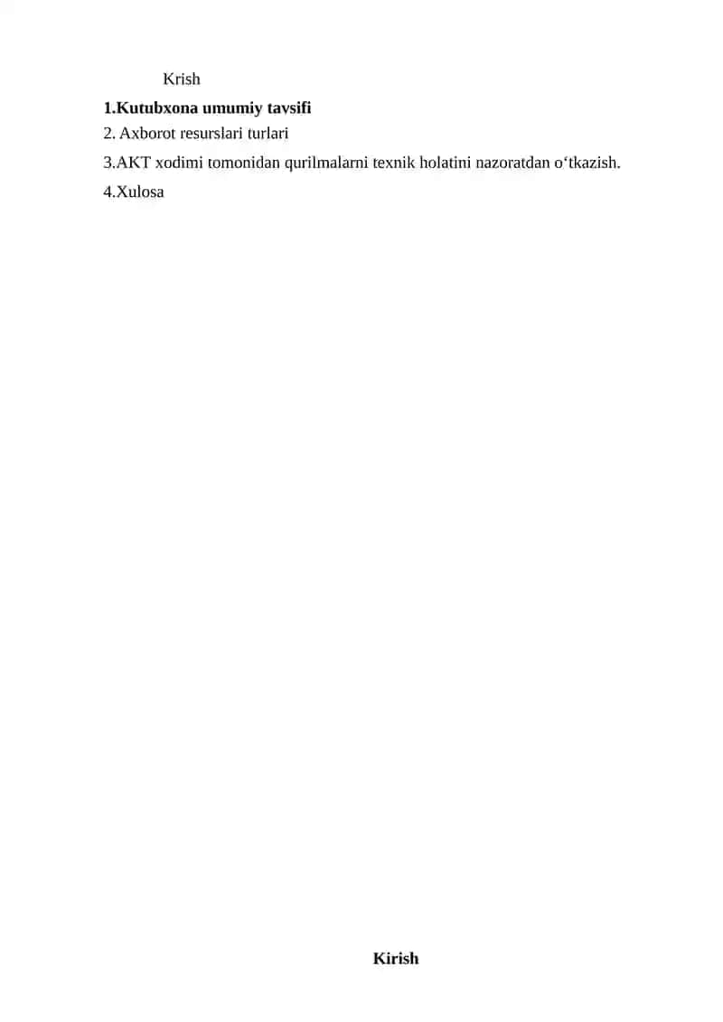 Kutubxona Axborot Resurslari Bo‘yicha Amaliyot HISOBOTI 2