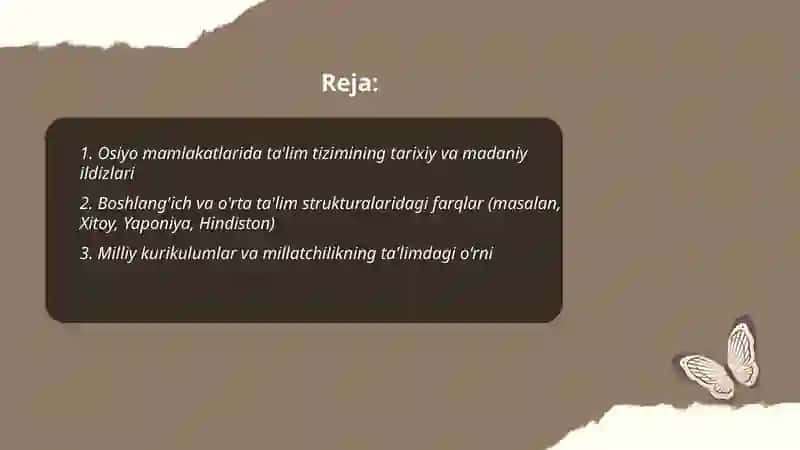 Osiyo davlatlari ta’lim tizimining öziga xos va farqli jihtlari 2