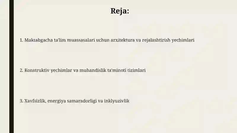 Maktabgacha ta'lim muassasalari uchun arxitektura va konstruktiv yechimlar 2