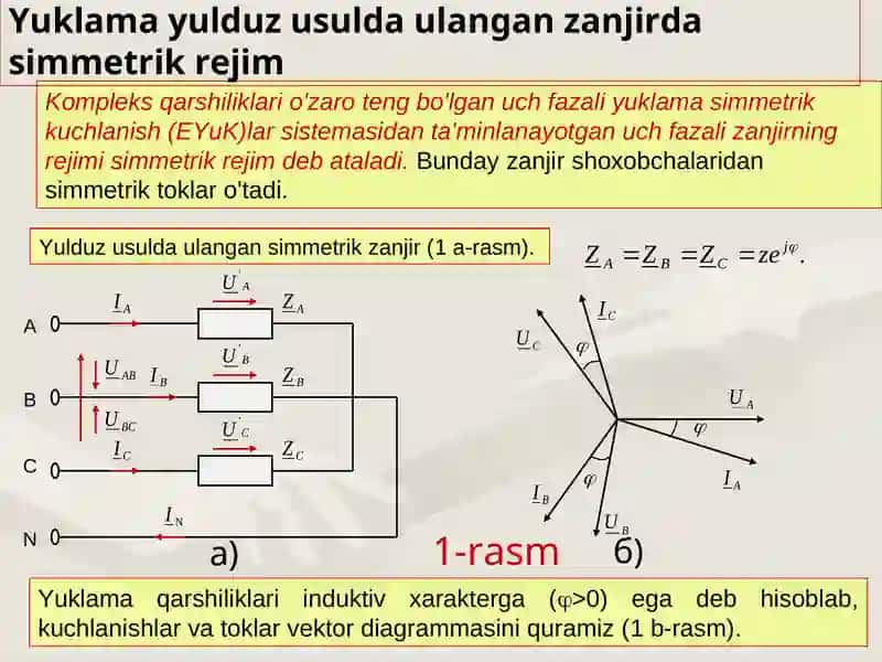 Uch fazali zanjirlarning simmetrik rejimi 2