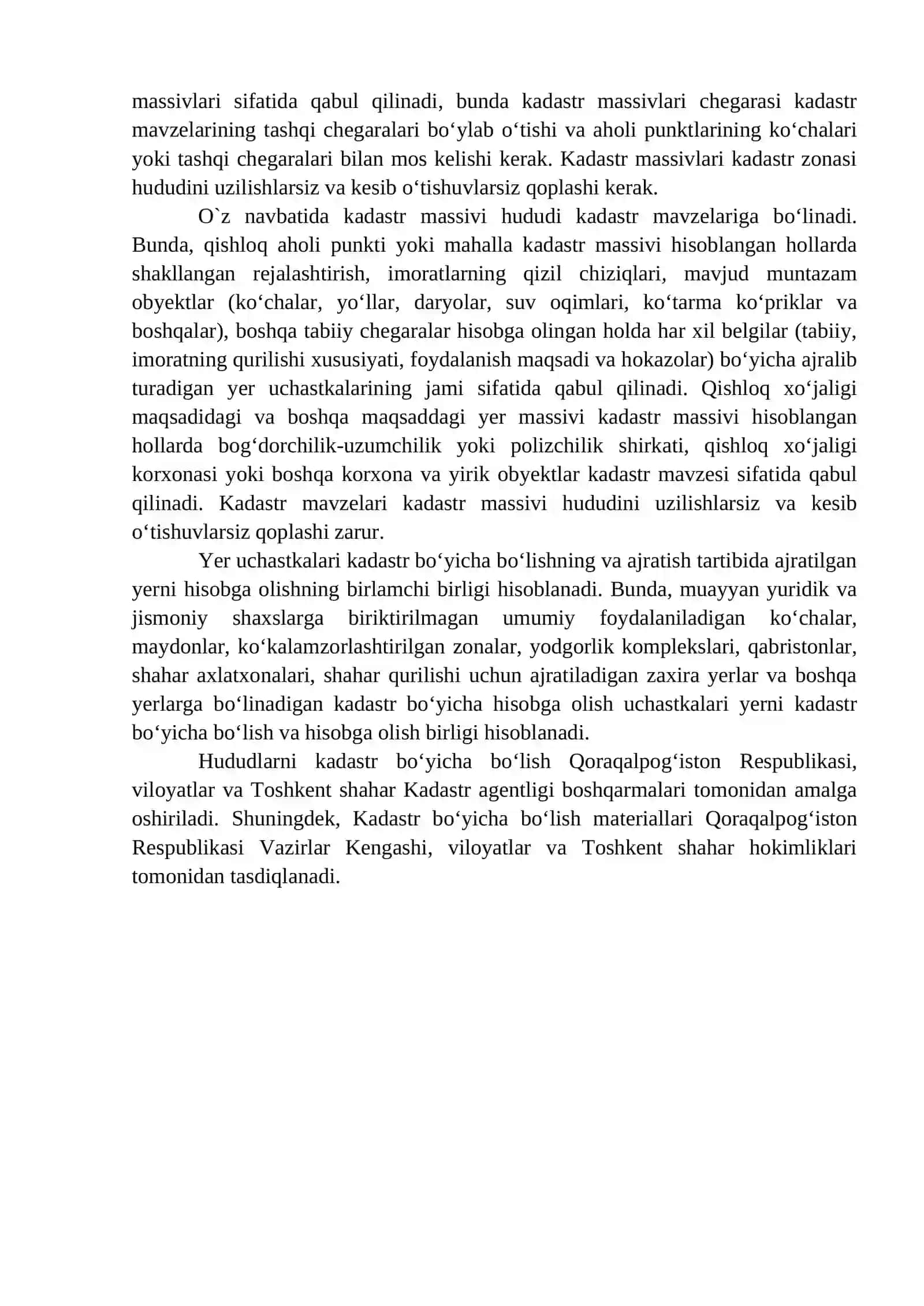 O‘zbekiston Respublikasi hududlarini kadastr bo‘yicha bo‘lish hamda xaritalarini tayyorlash 2