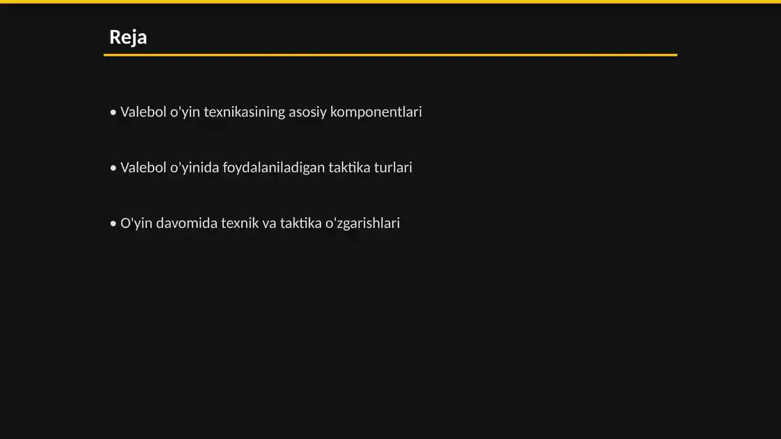 Valebol o'yin texnikasi va taktikasi tasnifi 2