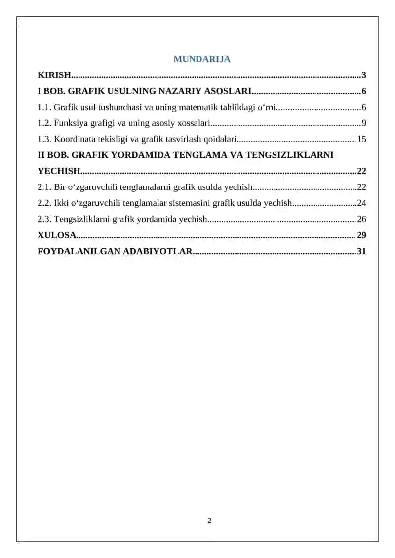 Masalalarni grafik yordamida yechish 2