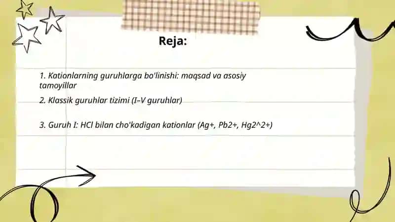 Kationlarning guruhlarga bo'linishi 2