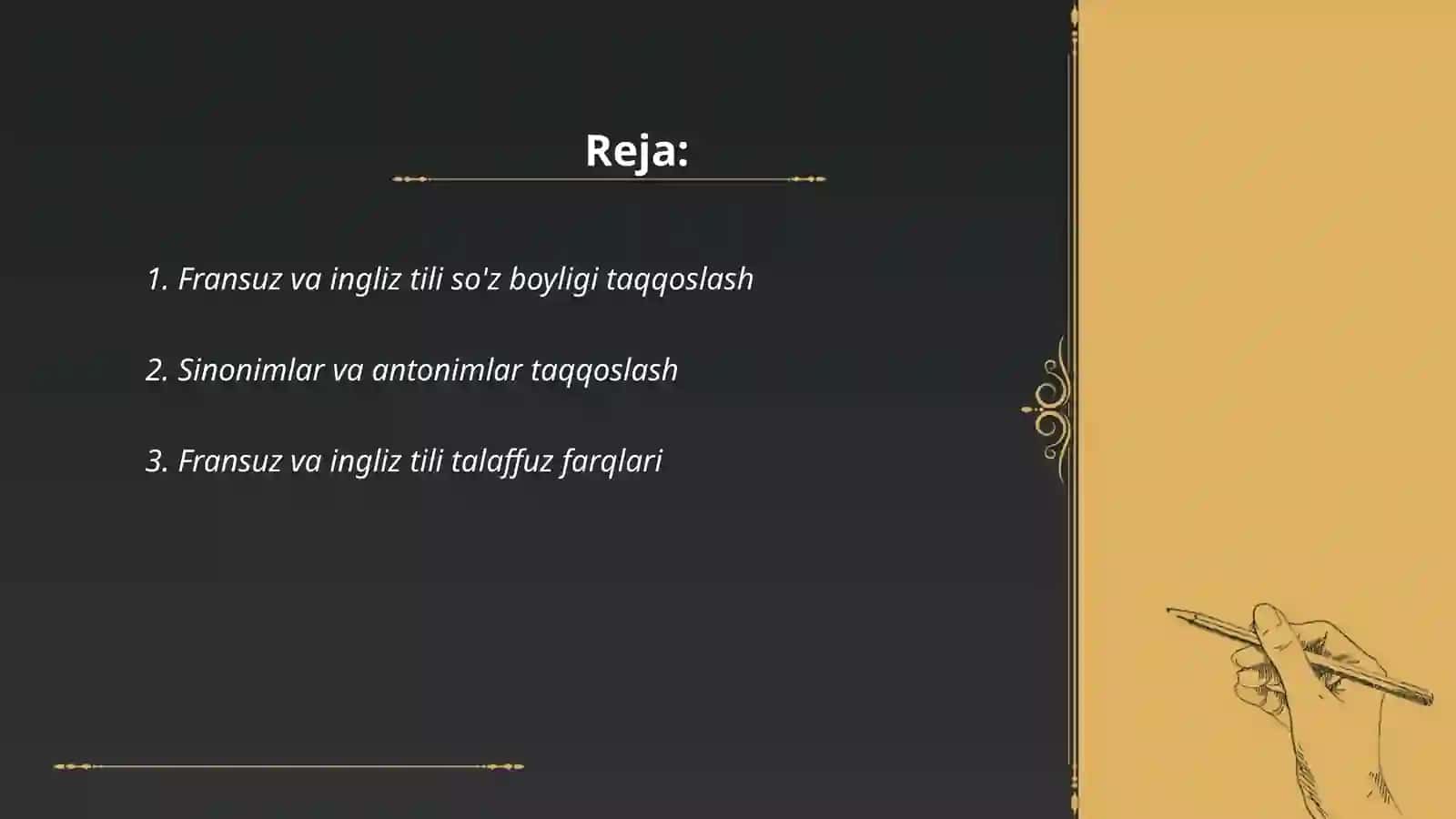 Fransuz tili va Ingliz tilining solishtirma lugatlari Raximova Ozoda 2
