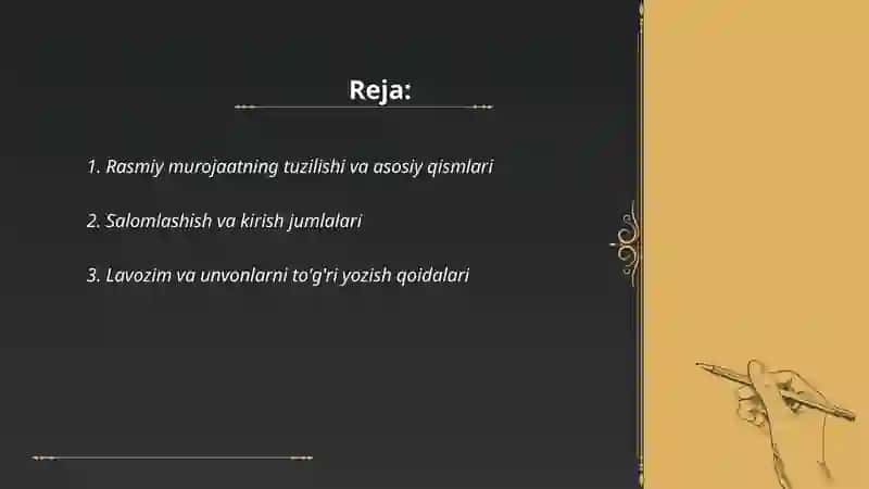 Rasmiy murojaat etiketi 2