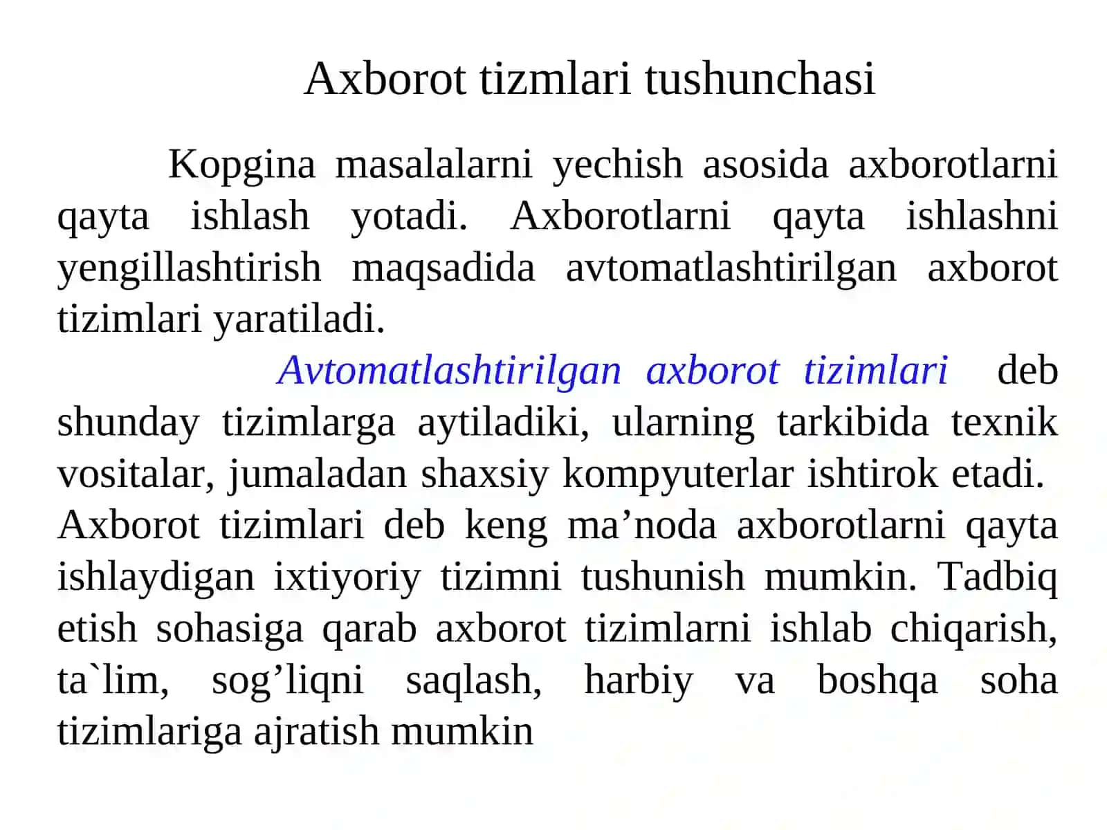 Ma’lumotlar bazasining maqsadi, vazifalari va asosiy talablar. 2