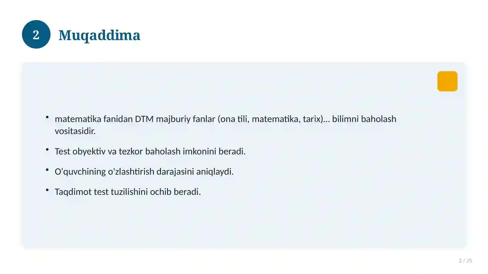 DTM majburiy fanlar (ona tili, matematika, tarix) test bazasi 2