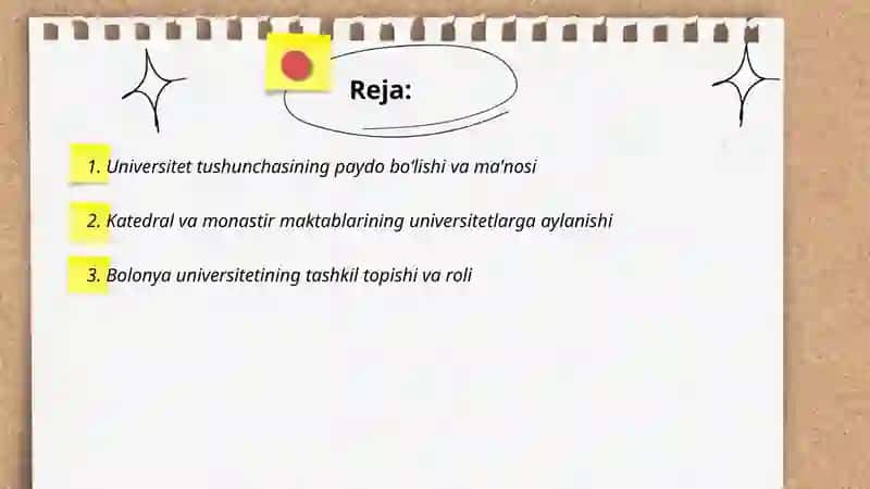 Yevropada dastlabki Universitetlarga asos solinishi 2