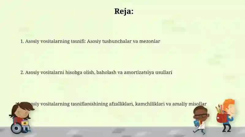 Asosiy vositalarni turkumlanishi 2