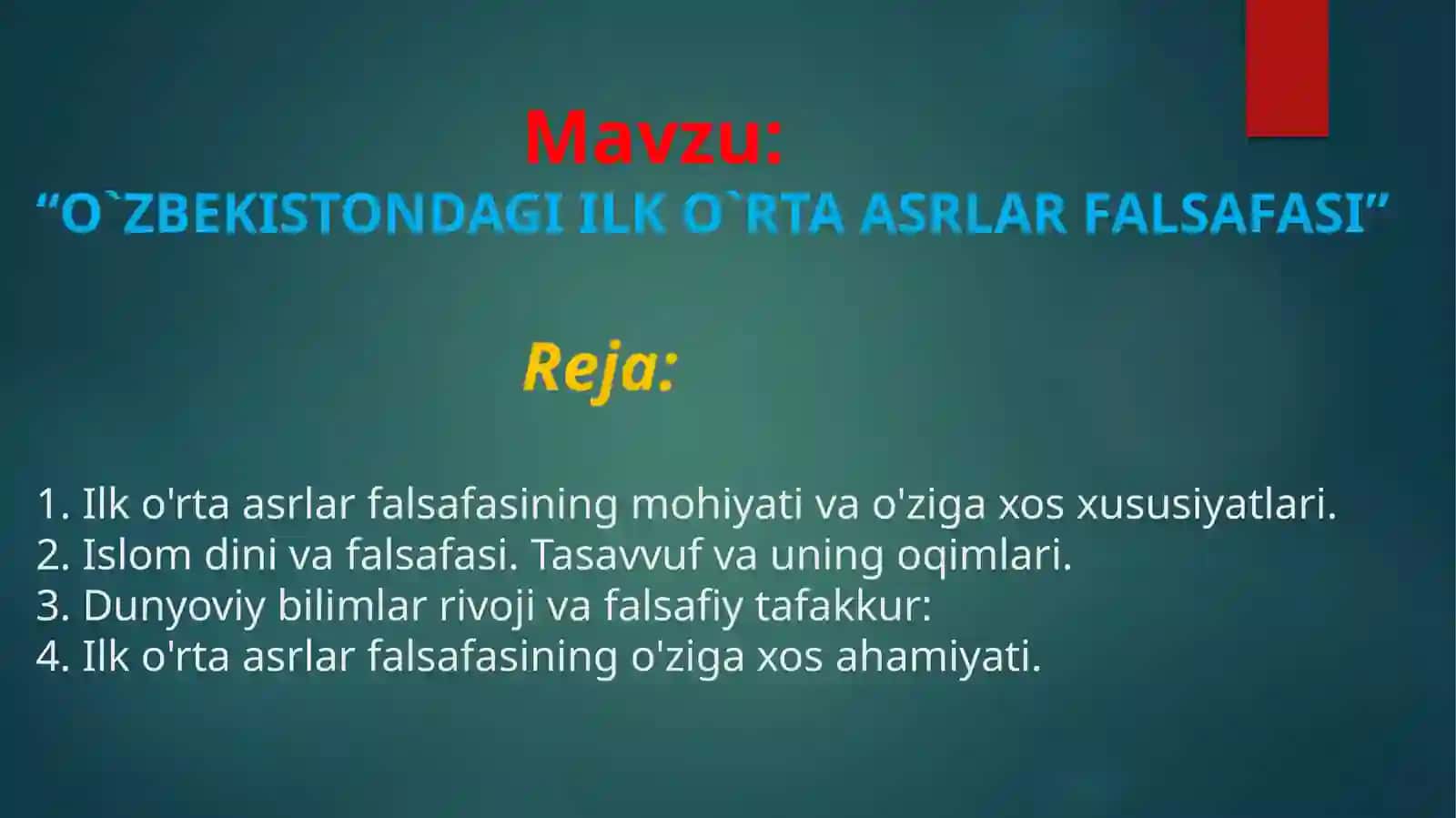"O`ZBEKISTONDAGI ILK O`RTA ASRLAR FALSAFASI" 2