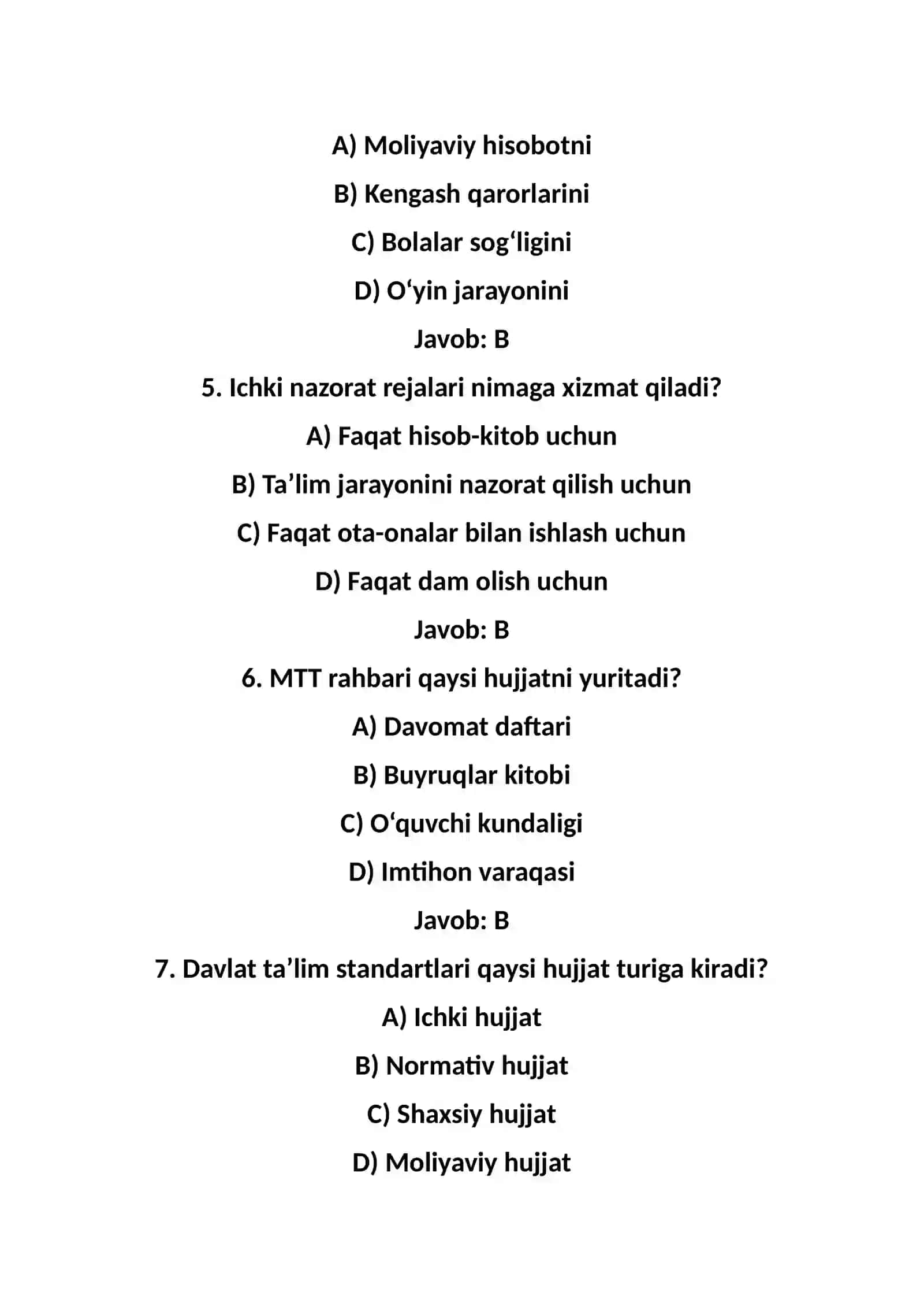 Maktabgacha ta'lim tashkiloti raxbarining ish hujjatlari 2