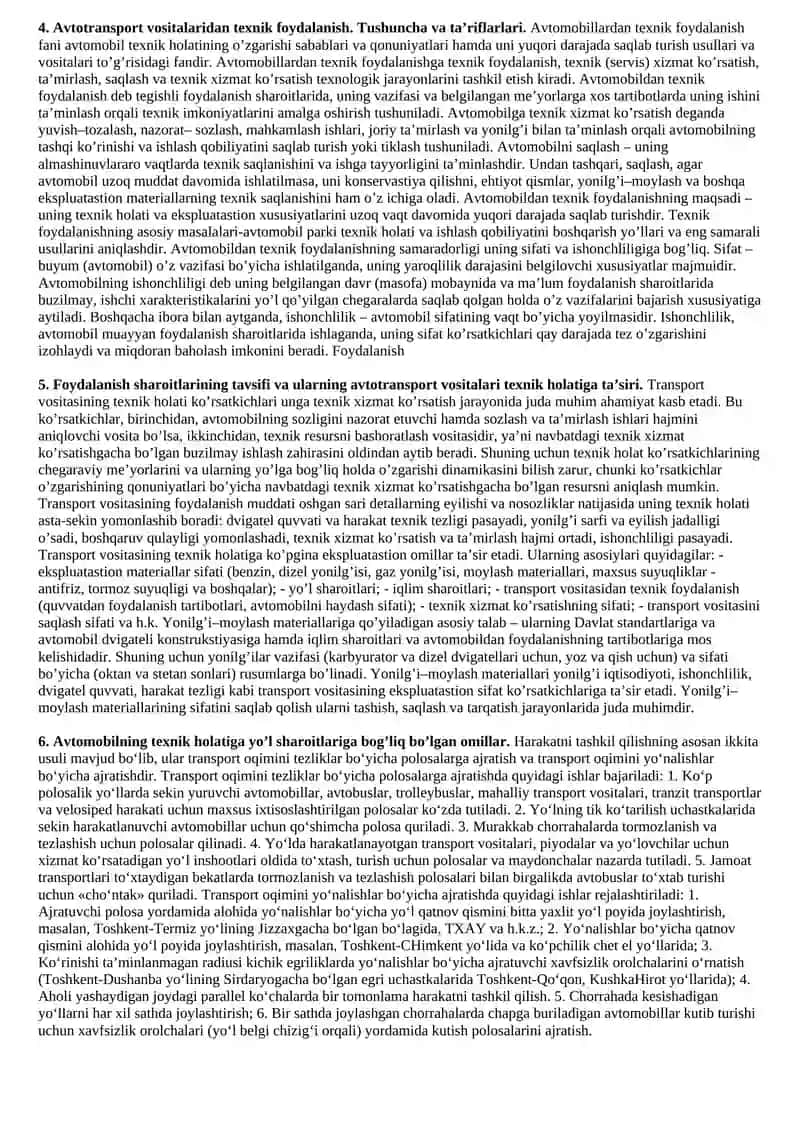 Avtomobil transportini rivojlantirish 2