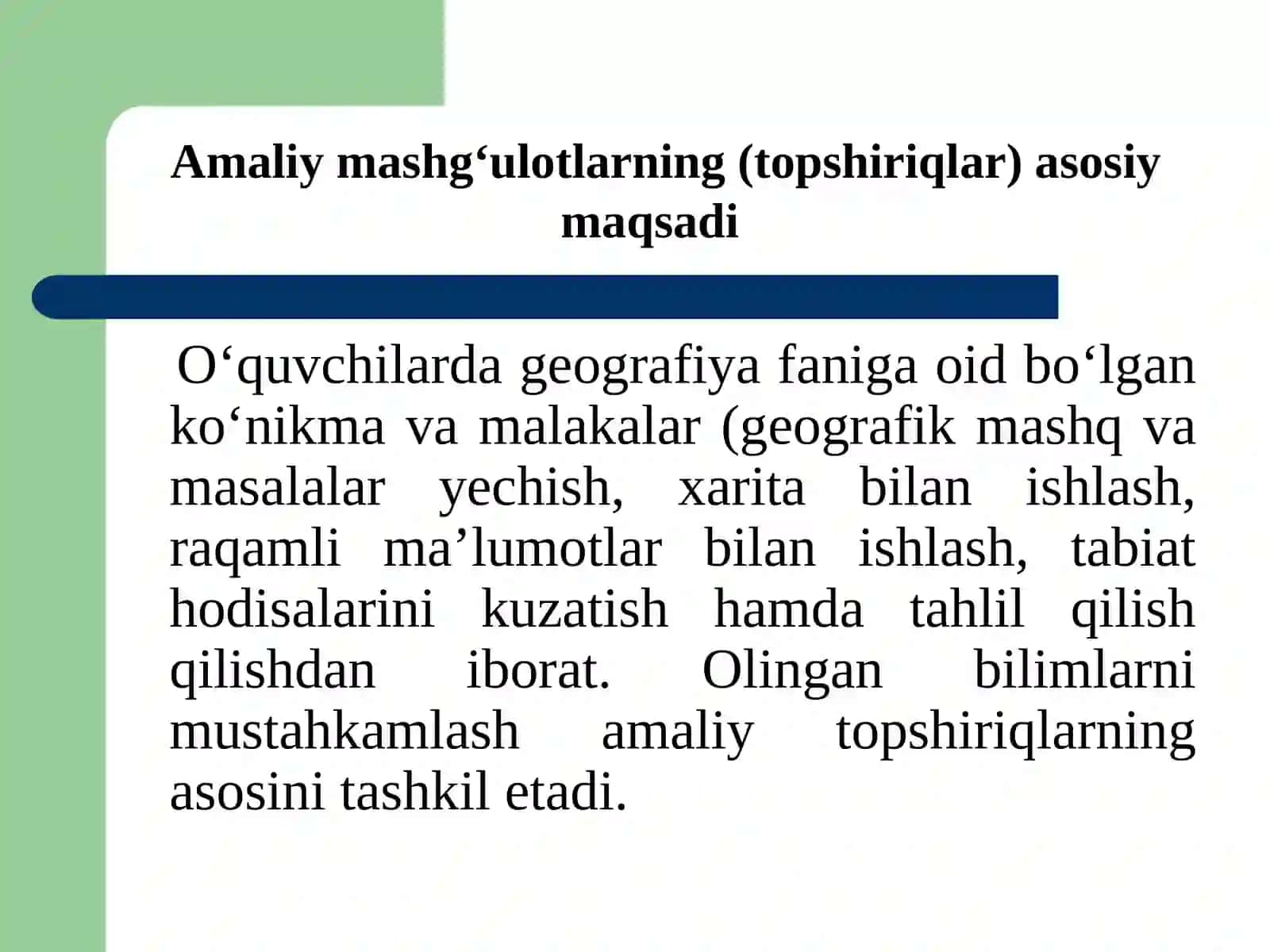 "Yo‘nalish azimutiva masofanio‘lchash” va “Masshtab” mavzulariga doir amaliy mashg‘ulotlar 2