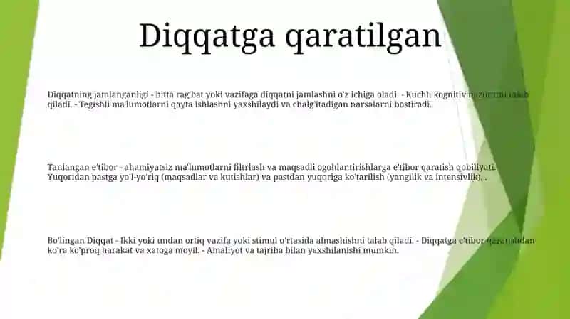 Diqqat Turlari Va Uning Xususiyatlari 2