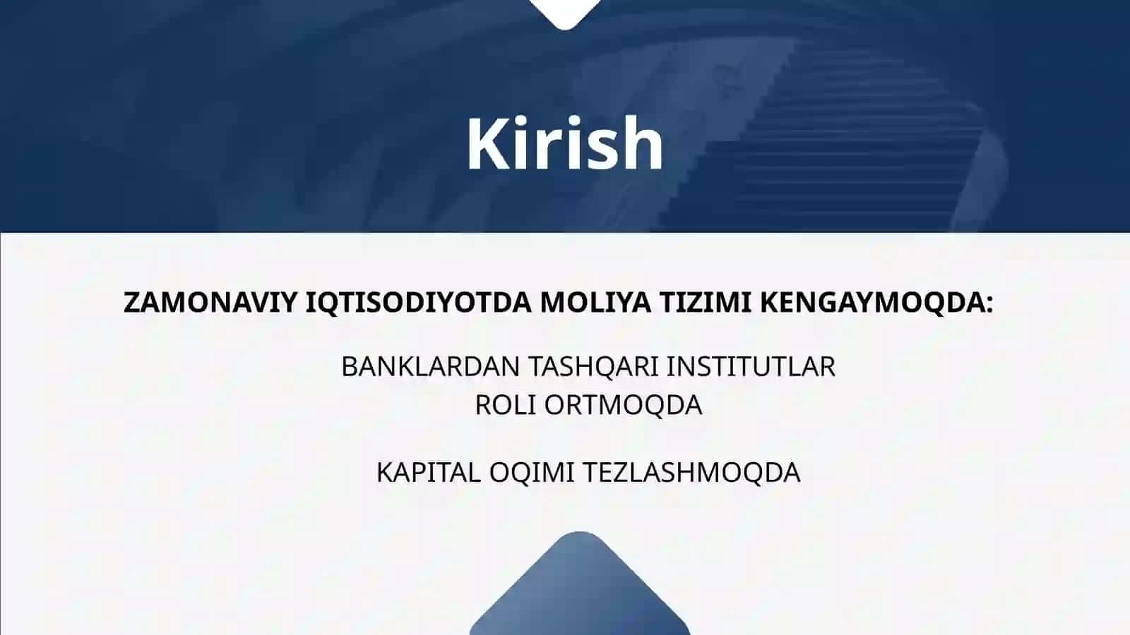 NOBANK Moliya Institutlarni Moliya Bozoridagi Faoliyati 2