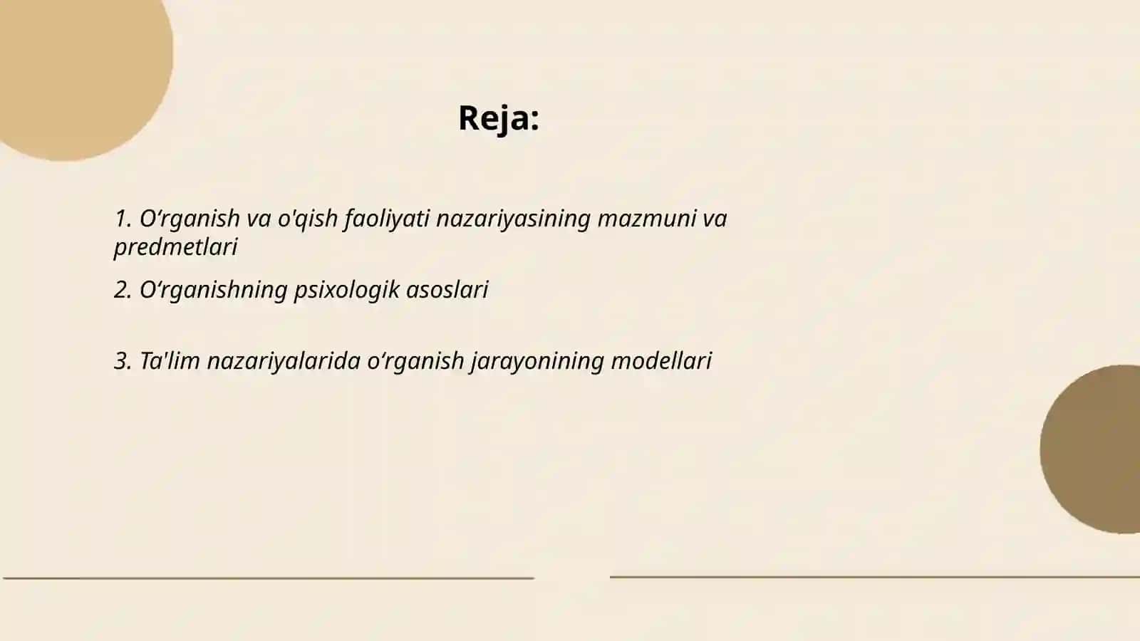 Oʻrganish va o'qish faoliyati nazariyasi 2