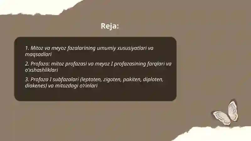 Mitoz va Meyoz jarayonlari fazalarini farqi va oʻxshashliklari 2