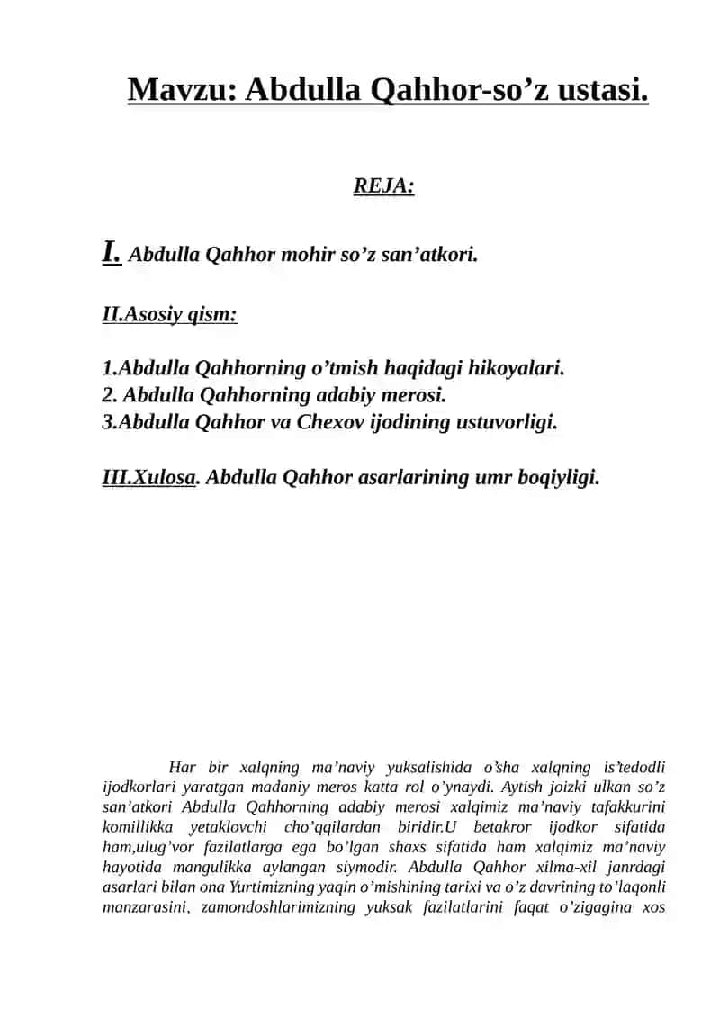 Abdulla Qahhorning adabiy merosi 2