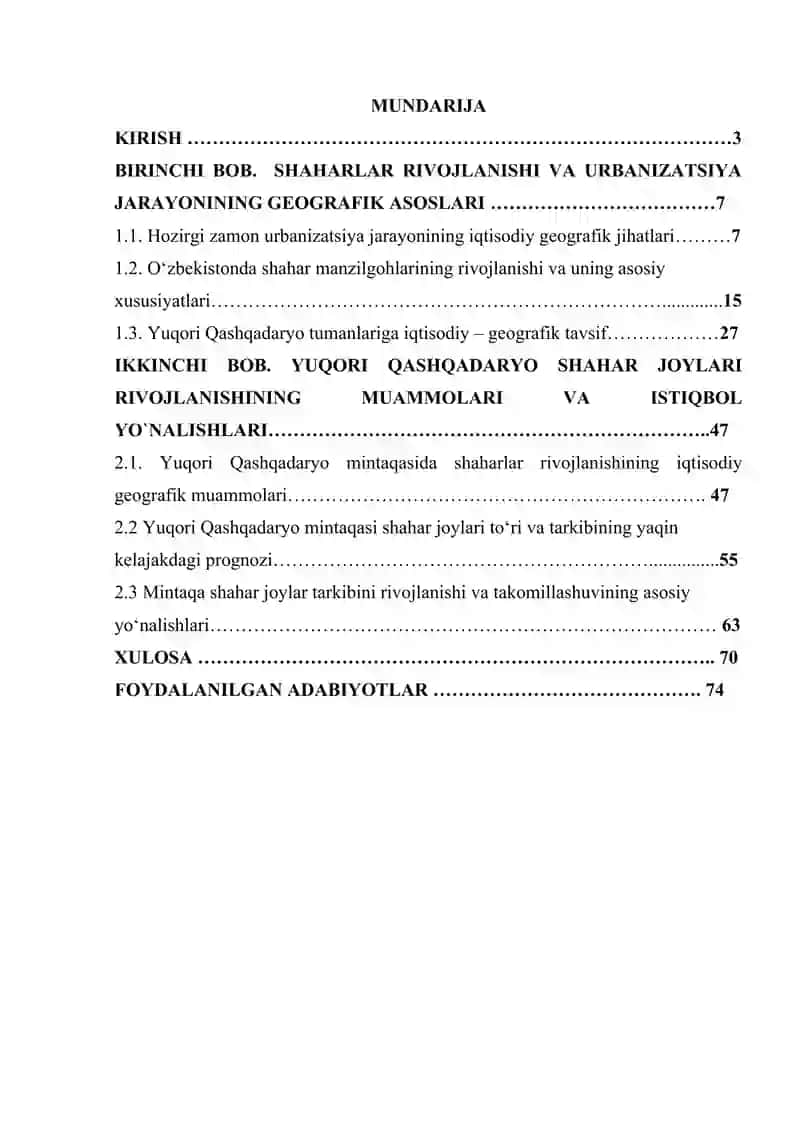 YUQORI QASHQADARYO MINTAQASIDA SHAHAR MANZILGOHLARI JOYLASHUVINING GEOGRAFIK JIHATLARI 2