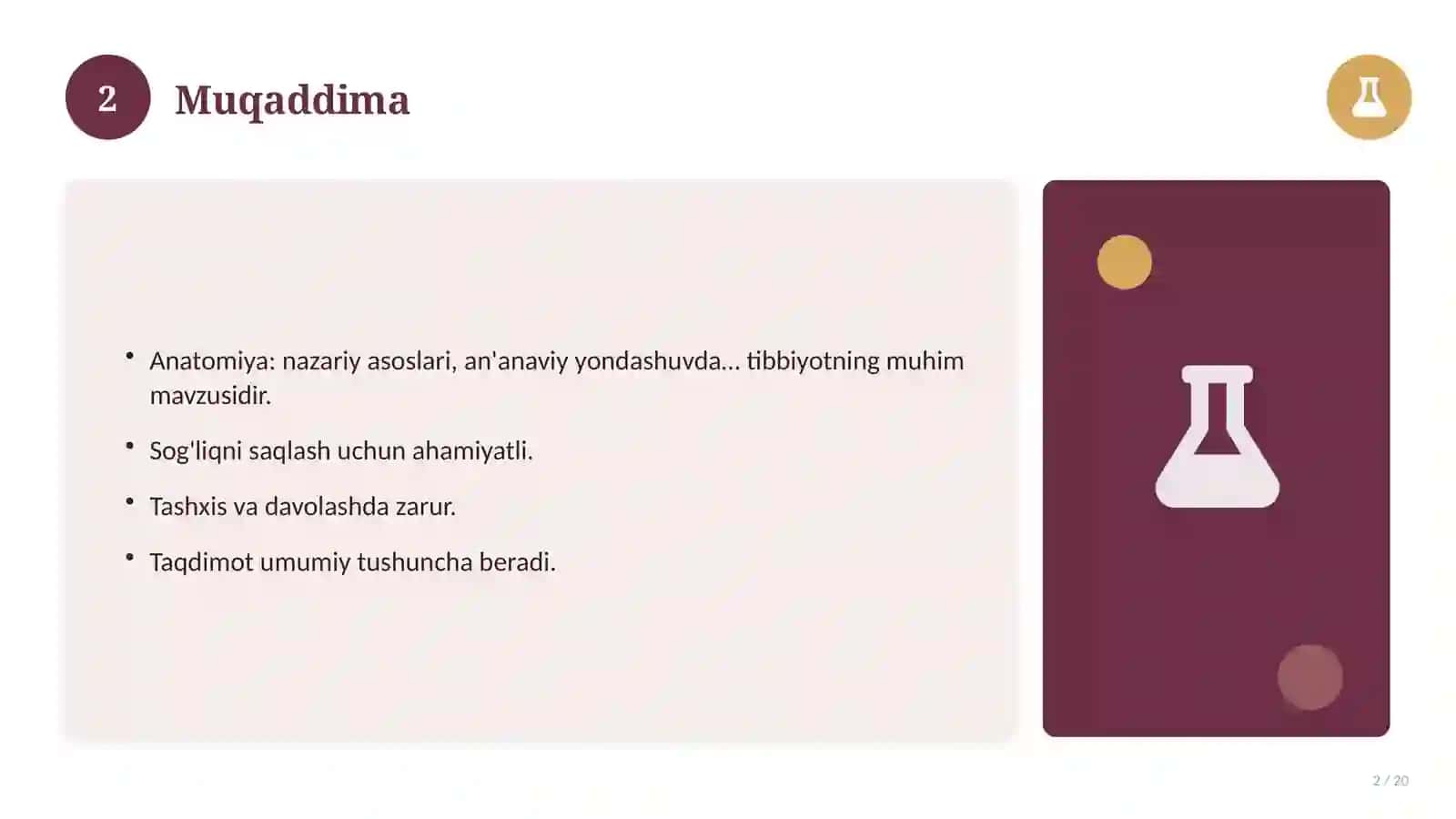 Anatomiya: nazariy asoslari, an'anaviy yondashuvda (Magistrlik dissertatsiyasi mavzusi) 2