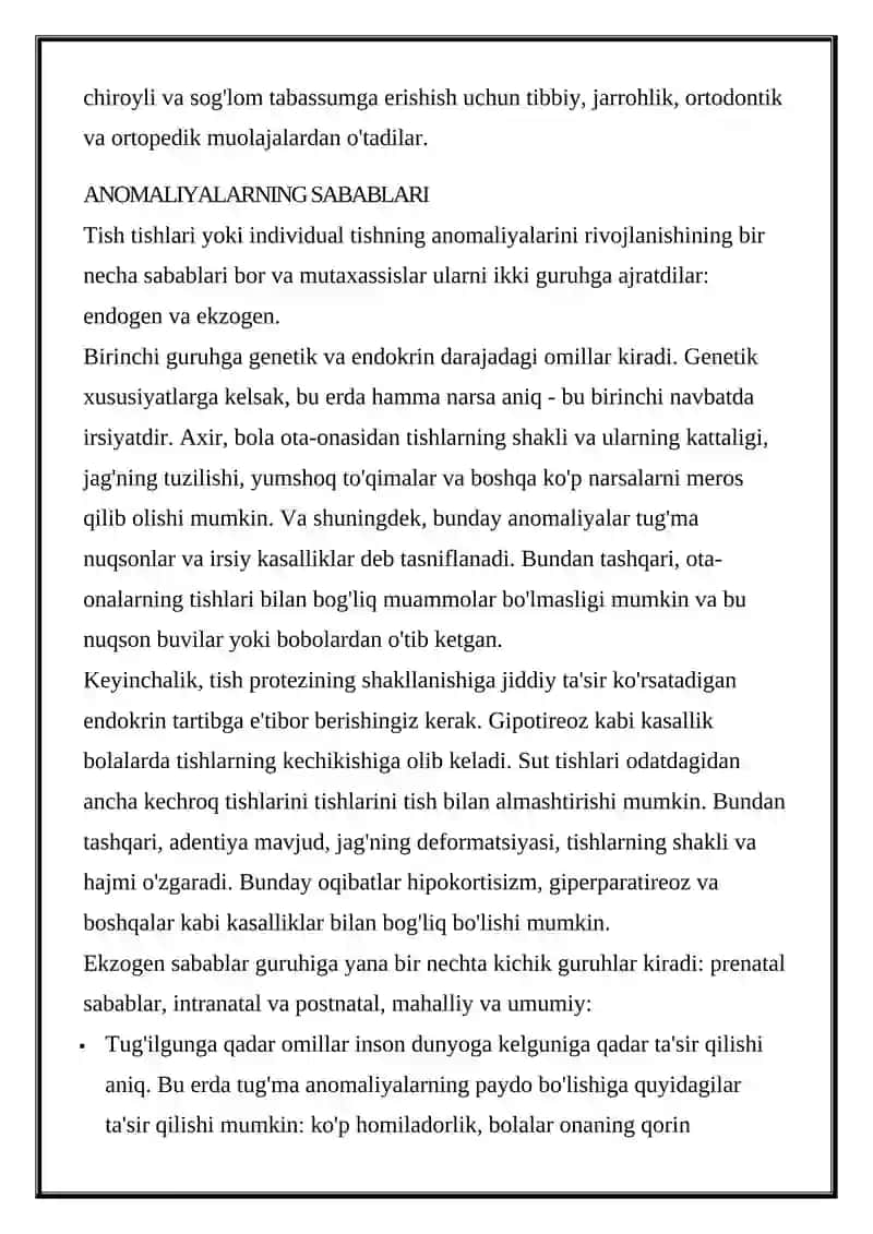 Tish Anomaliyalari 2