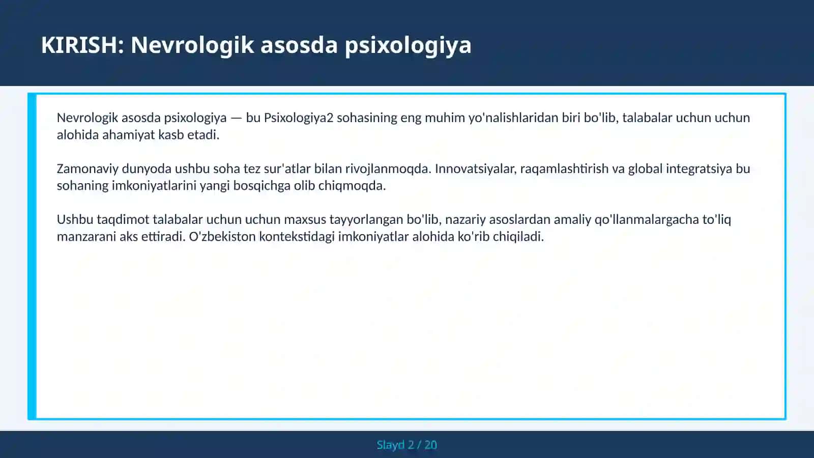 Nevrologik asosda psixologiya 2