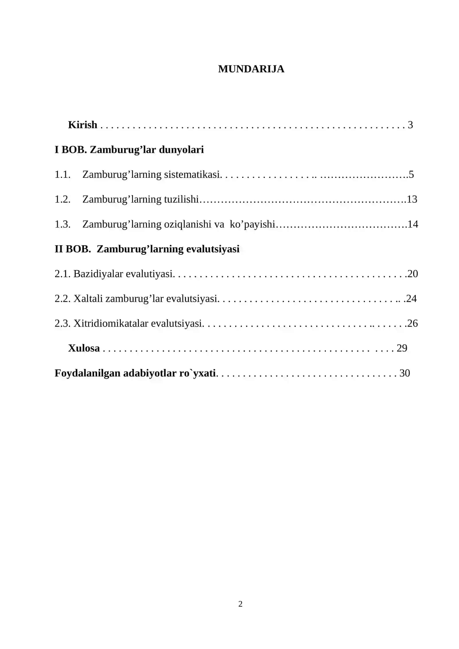 Zamburug’larning kelib chiqishi va evalu tsiyasi 2