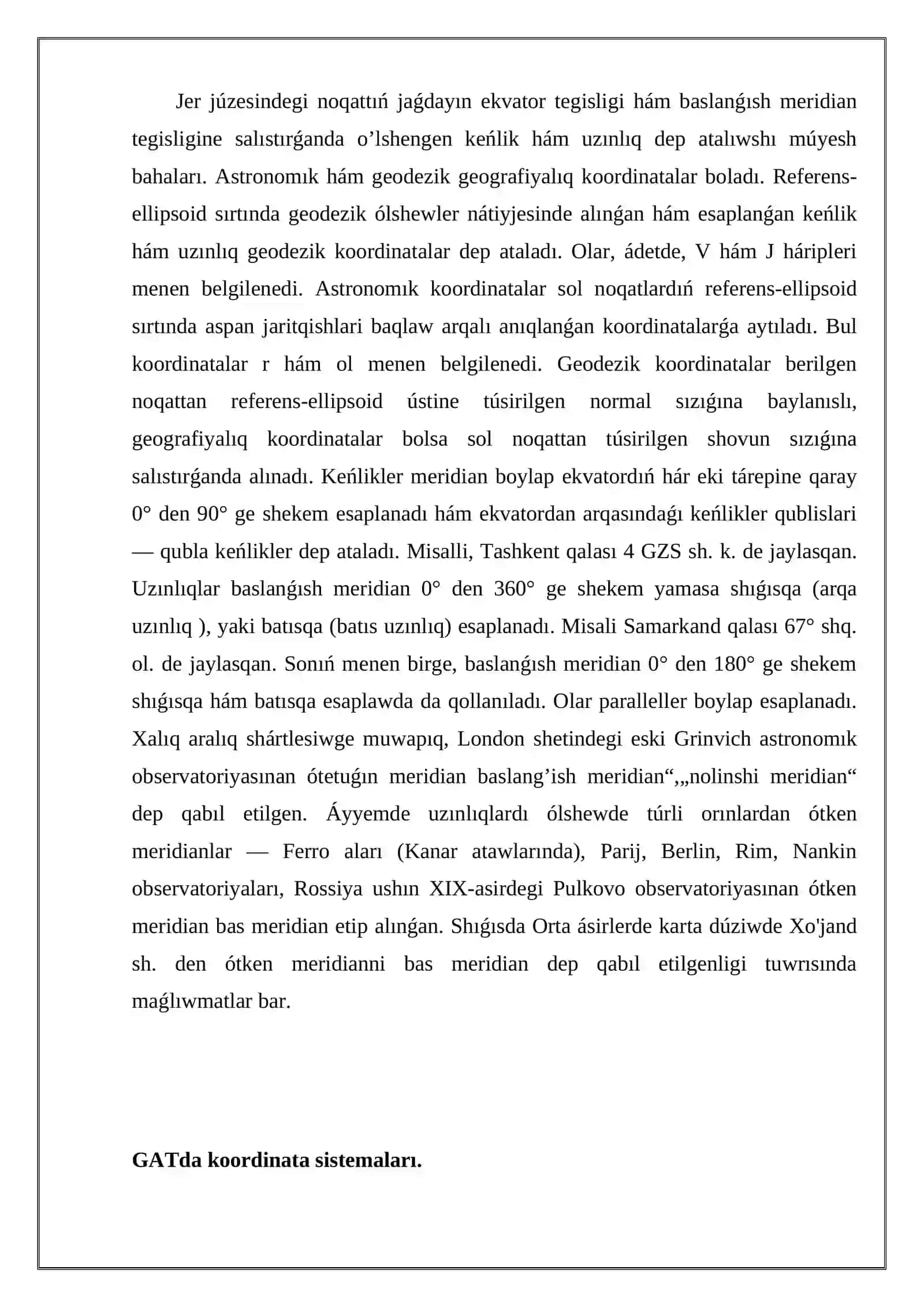 GATda koordinata sistemaları 2