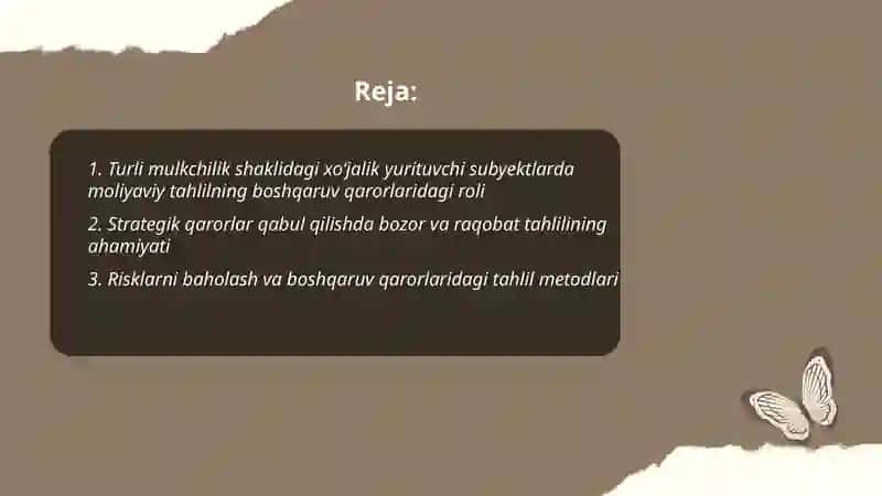 Turli mulkchilik shaklidagi xoʻjalik yurituvchi subyektlarda boshqaruv qarorlari qabul qilishda tahlilning ahamiyati 2