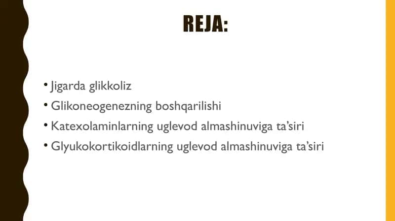 Jigarda glikoliz va glikoneogenezni boshqarilishi.katexolaminlar va glyukokortikoidlarning uglevodlar almashinuviga ta’siri 2