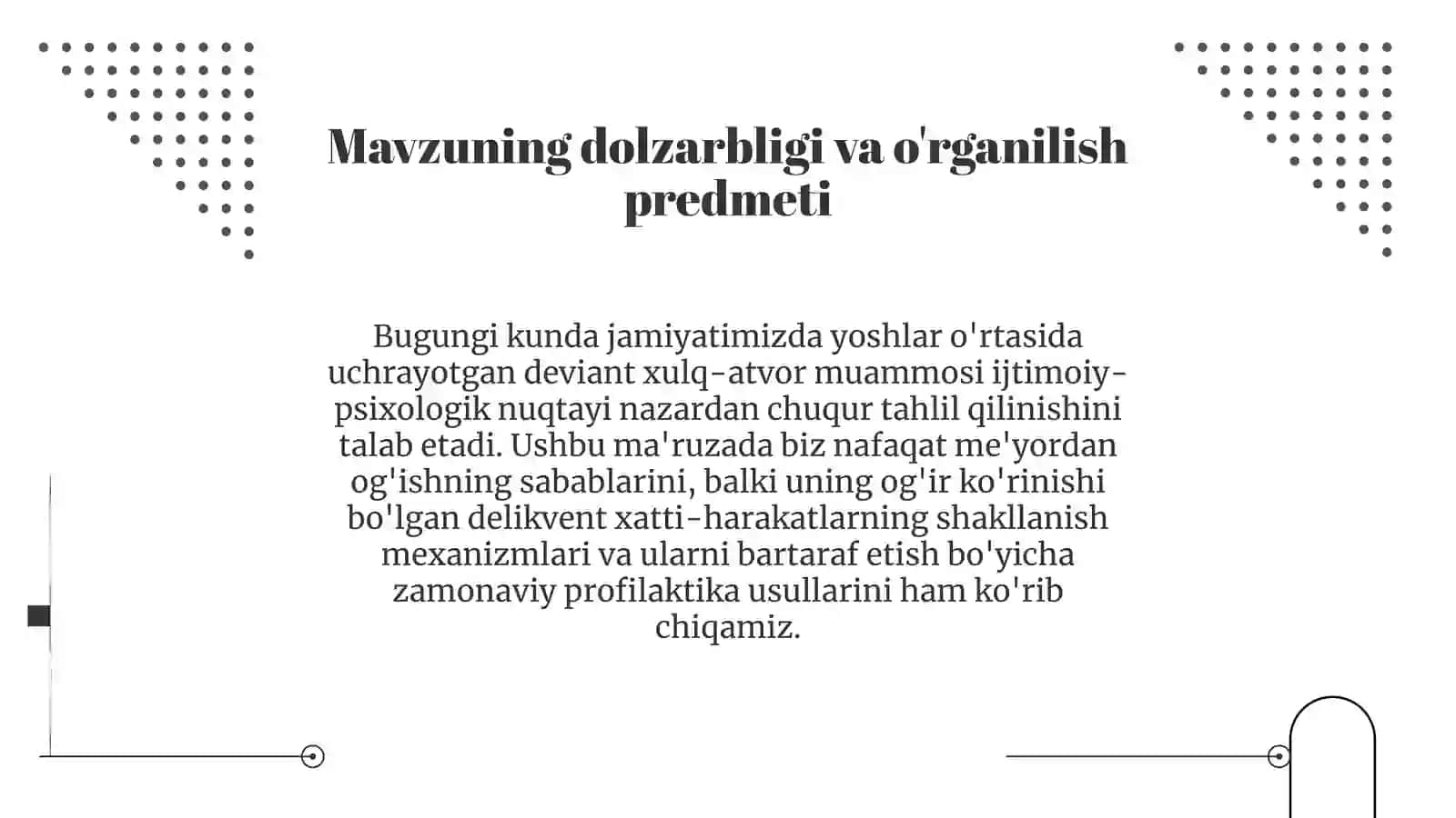 Deviant xulq-atvorning ijtimoiy-psixologik millarini vadeli kvent xulq profilaktikasi masalalari 2