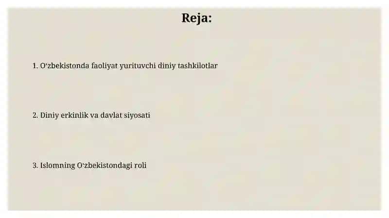Oʻzbekistonda faoliyat yurutuvchi diniy tawkilotlar 2