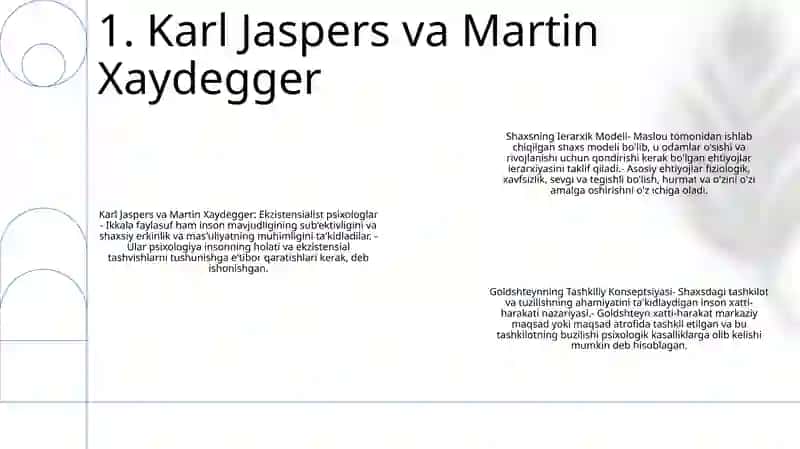 Karl Yaspers Va Martin Xaydegger Faylasuf Ekzistentsialistlarning Psixologiyaga Ta'Siri 2