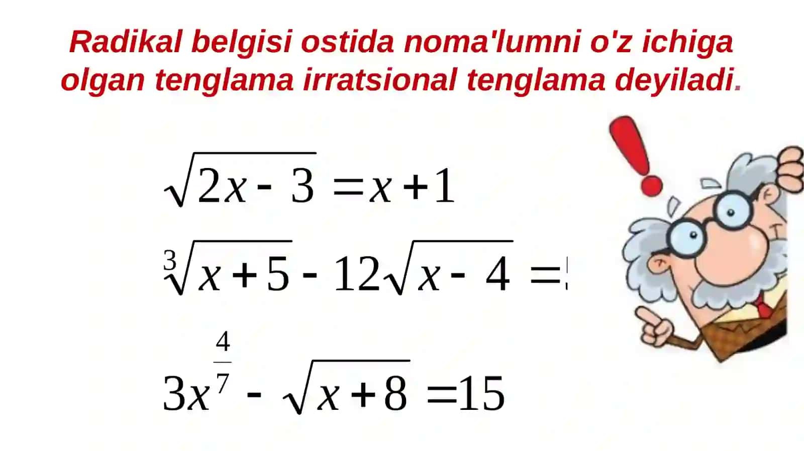 Irratsional tenglamalar 2