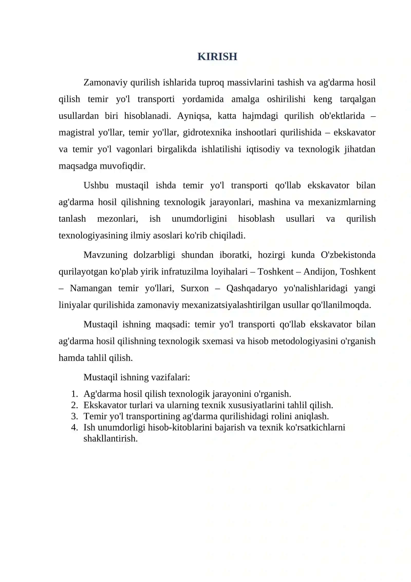 TEMIR YO'L TRANSPORTI QO'LLAB EKSKAVATOR BILAN AG'DARMA HOSIL QILISH 2