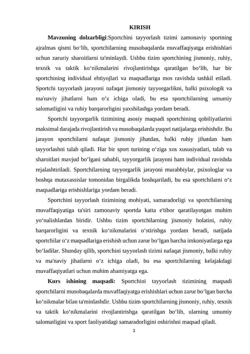 Sportchini tayyorlash tizimi 2