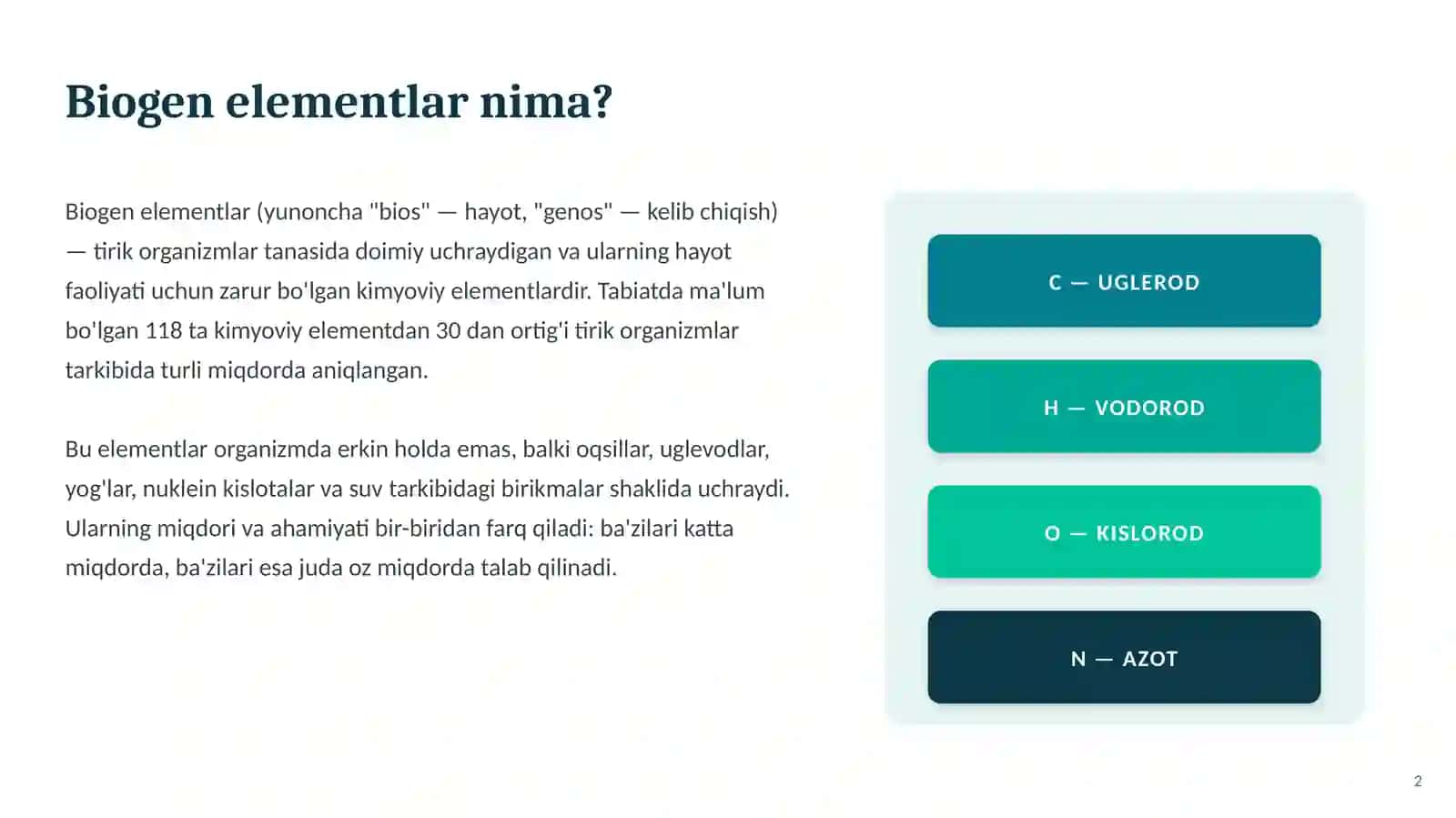 Biogen elementlar 2