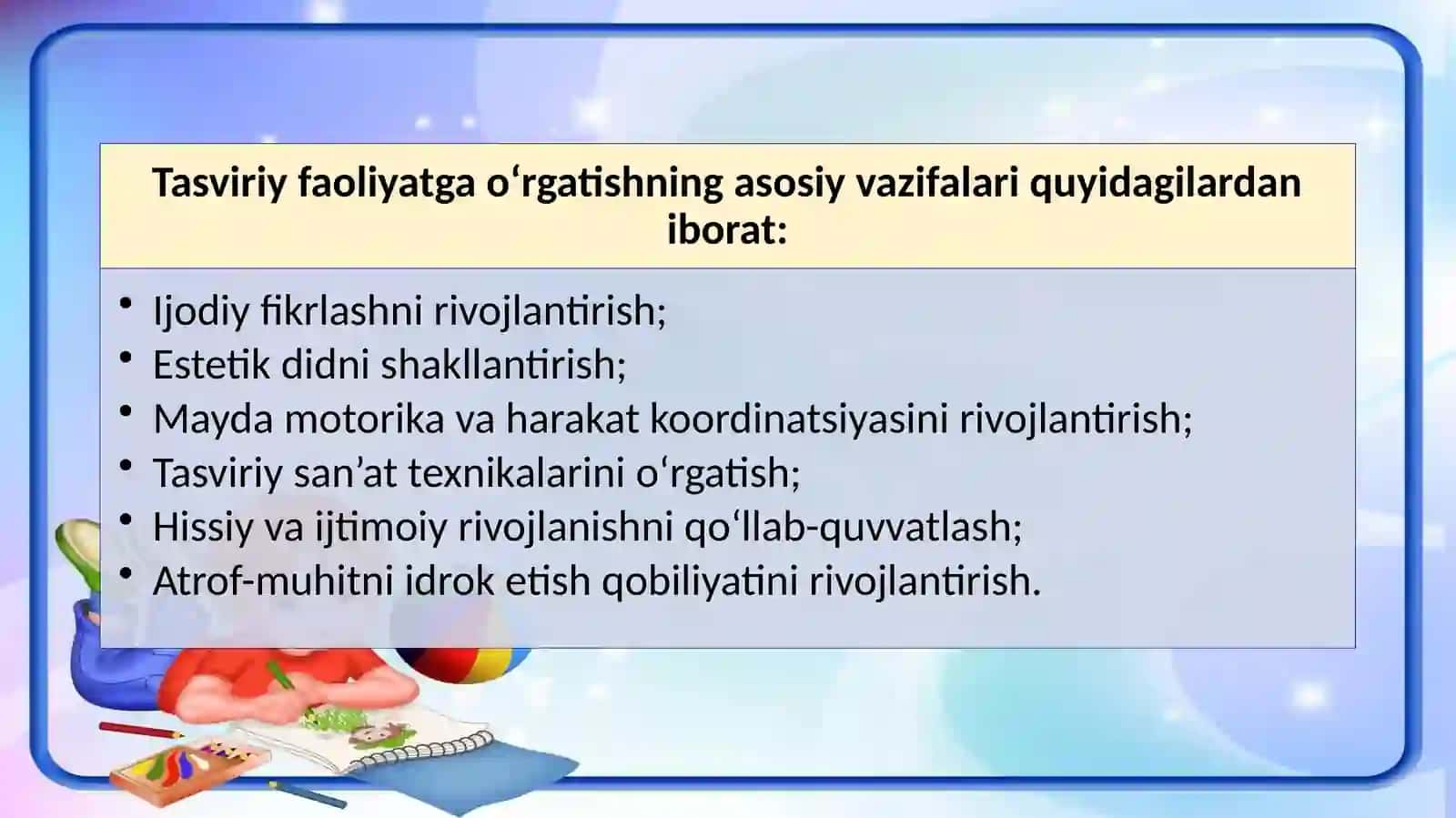 Maktabgachata`limtashkilotlaridarasmchizishgao`rgatish.Noan'anaviychizishturlari 2