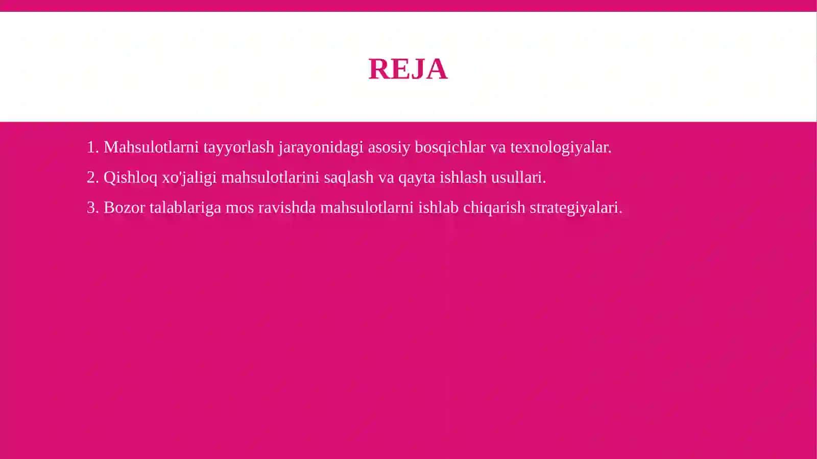 Qishloq xo'jaligining mahsulotlarini ishlab chiqarishga tayyorlash 2
