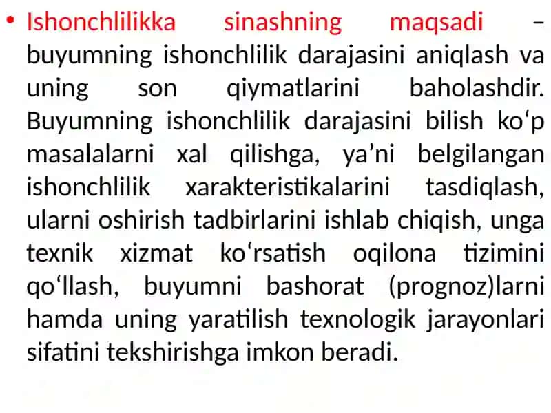 Mavzu-8.Ekspluatatsiyajarayonidabuyumlarniishonchlilikkasinash 2