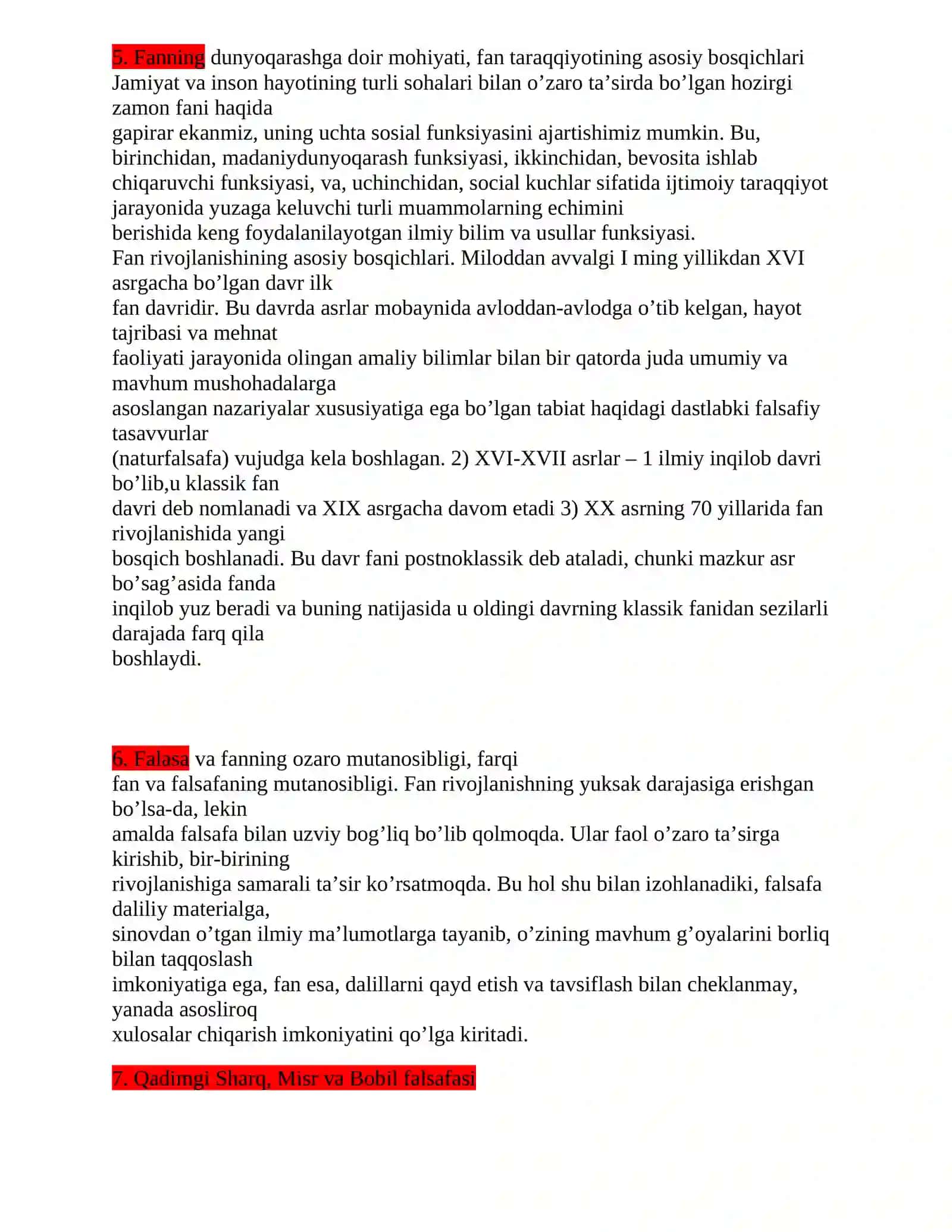 Falsafaning predmeti, funksiyalari, tuzilishi? 2